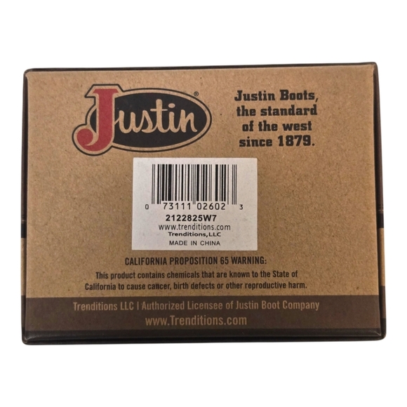 Justin Western Brown Leather Logo RFID Gusset Card Wallet New - Picture 3 of 3